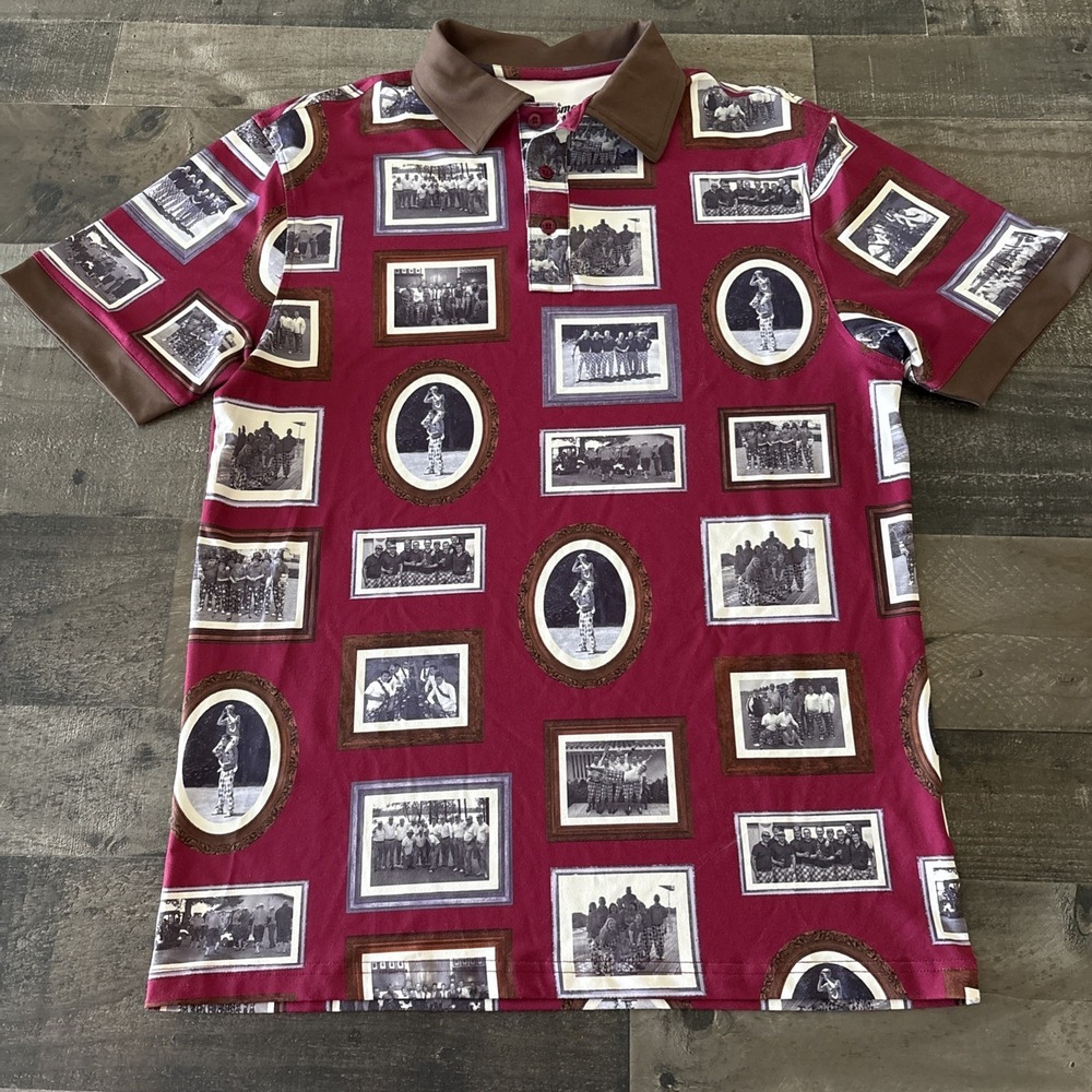 Royal Awesome Shirt Golf Polo Mens M Red Brown Performance Brookline Ryder Cup